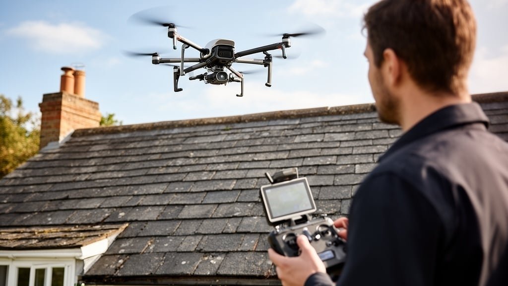 Drone roof survey in action