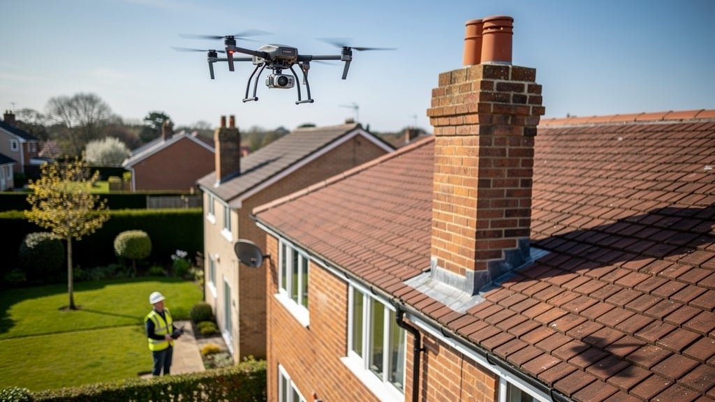 Professional drone roof survey inspection